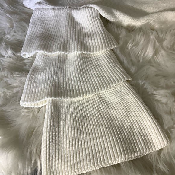 Endless Rose Women's Knit White Sweater 3/4 Layered Puff Sleeves Large NWT - Picture 10 of 10